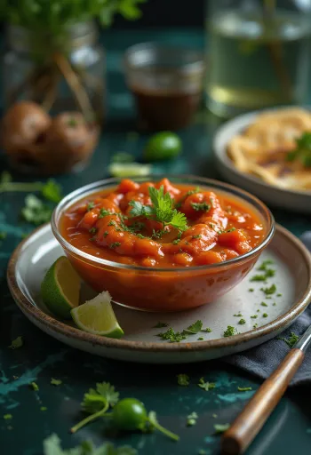Jalapeños lime paradicsommártás tálalva