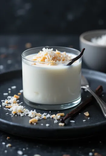 Kókuszos panna cotta tálalva