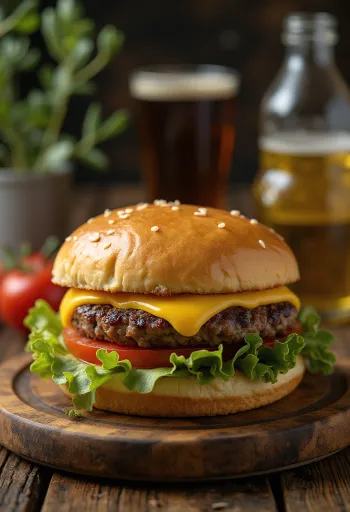 Frissen készült minden sajtos hamburger triplasajttal