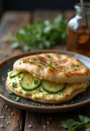 Padlizsánkrémes pita friss zöldségekkel