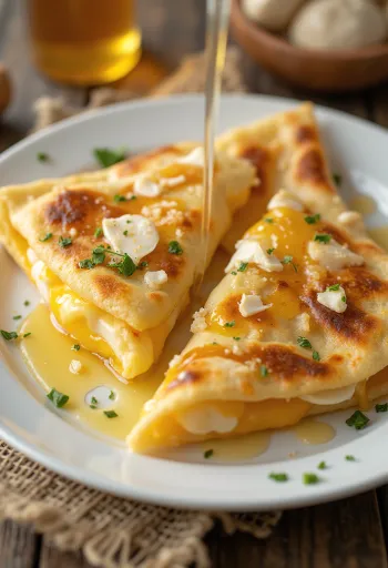 Piadina mézes-grillezett sajttal tálalva