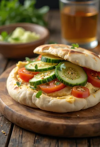 Pita humusszal és friss zöldségekkel