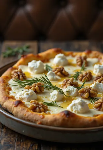 Pizza al Gorgonzola friss rozmaringgal és dióval