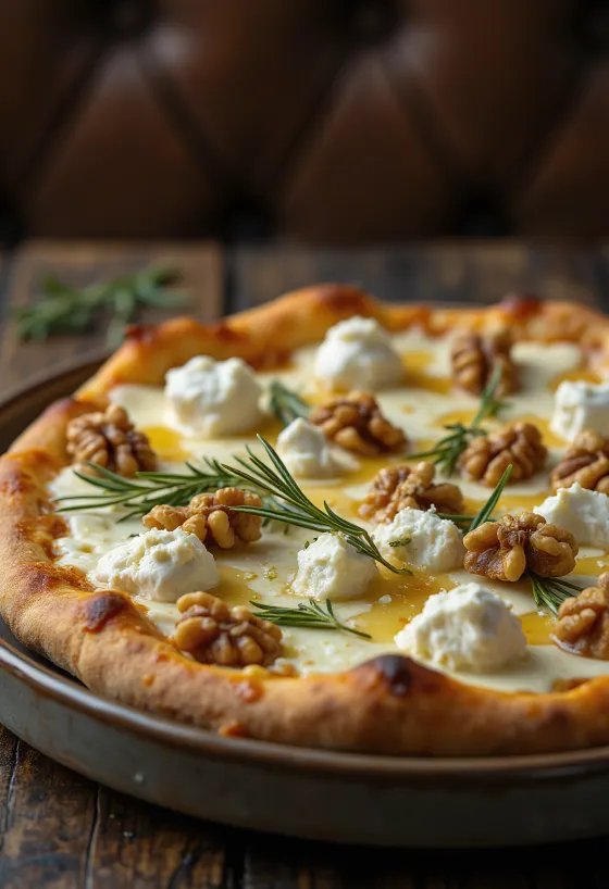 Pizza al Gorgonzola friss rozmaringgal és dióval