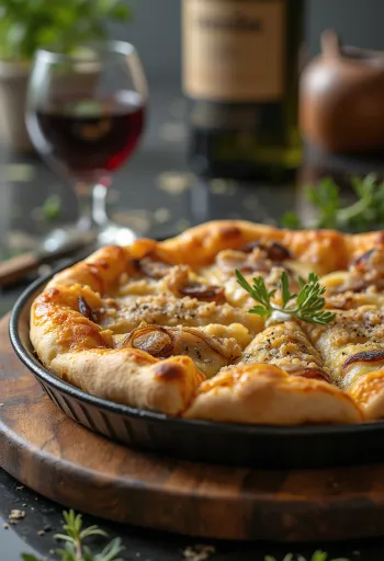 Pizza Sfincione szicíliai vastag tésztával és édes hagymával
