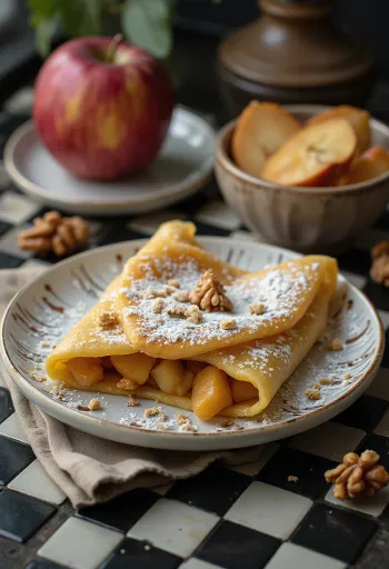 Strudel pancake almás töltelékkel tálalva