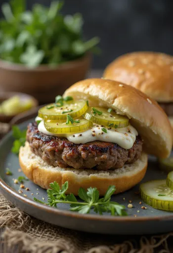 Svéd húsos burger tálalva