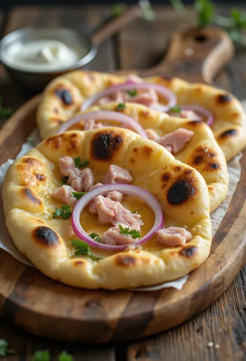 Tonhalas naan kenyér tálalva
