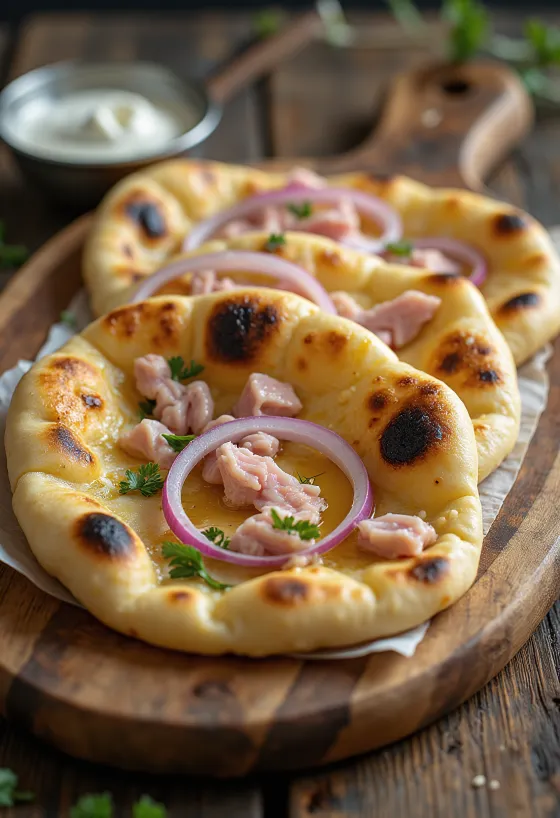 Tonhalas naan kenyér tálalva