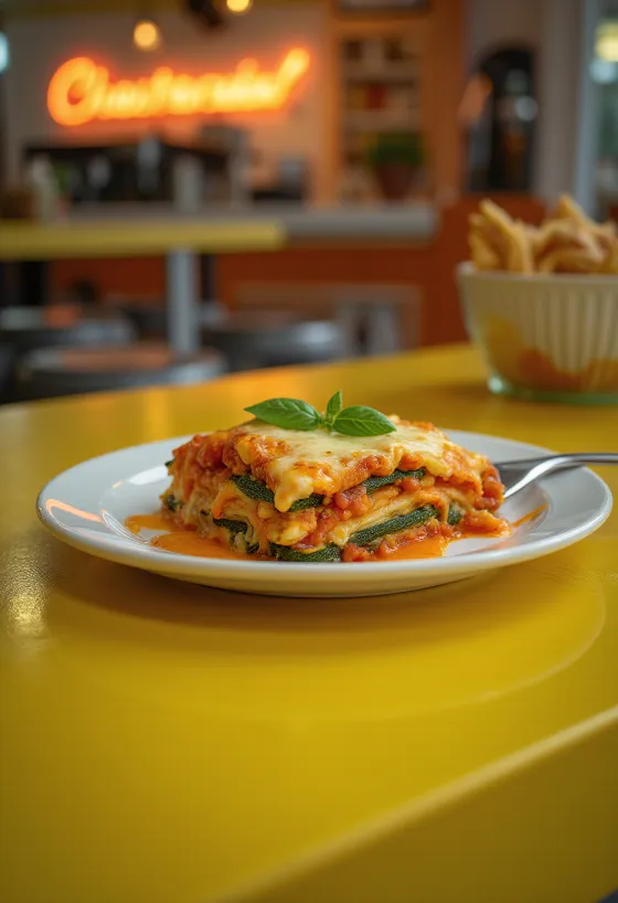 Vegán lasagne cukkini lapokkal, lencsés paradicsomszósszal