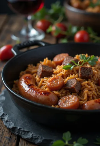 Arroz carreteiro kolbásszal, frissen tálalva