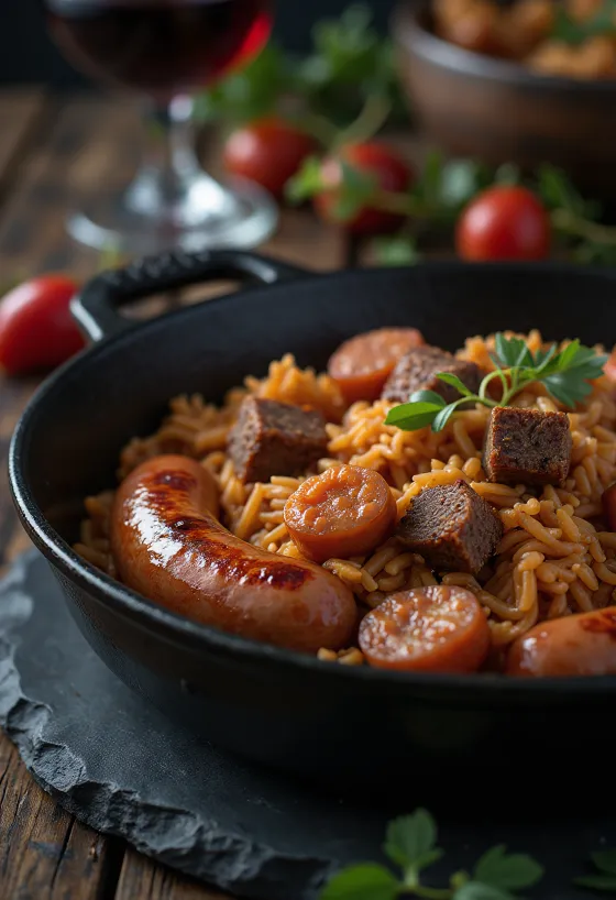 Arroz carreteiro kolbásszal, frissen tálalva