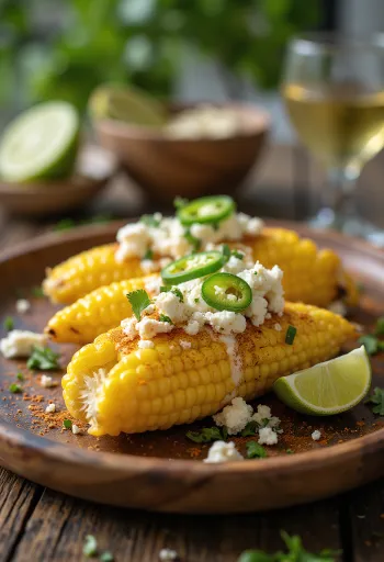 Elote jalapeñóval, frissen tálalva