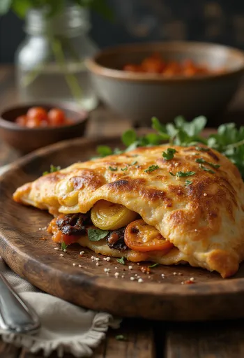 Grillzöldséges calzone frissen sütve
