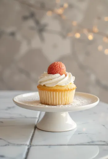 Frissen sült licsis cupcake