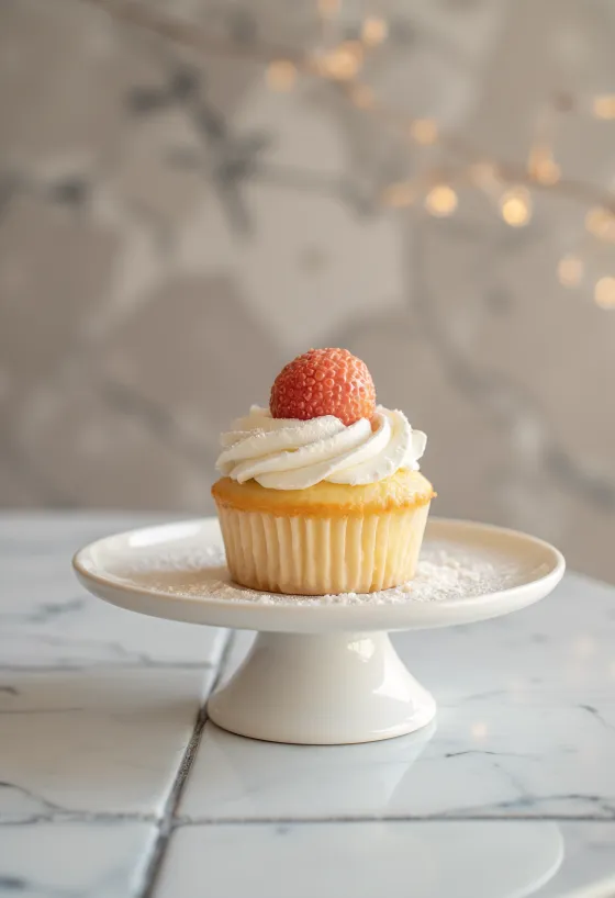Frissen sült licsis cupcake