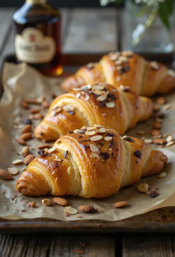 Mandulalikőrös croissant tálalva
