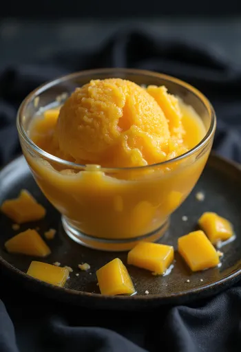 Mangós sorbet házi készítésű frissítő desszert