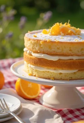 Narancsos piskótás torta friss narancsszeletekkel
