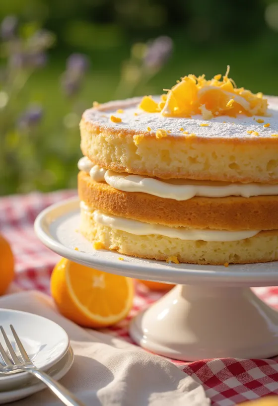 Narancsos piskótás torta friss narancsszeletekkel
