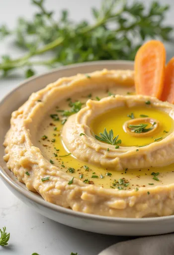 Prebiotikus póréhagymás hummus, friss zöldségekkel