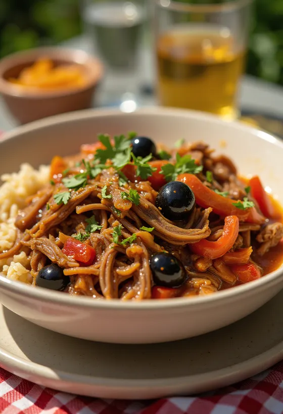 Ropa vieja kubai stílusban tálalva