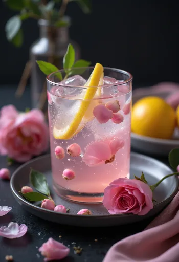 Rózsavizes limonádé pohárban tálalva