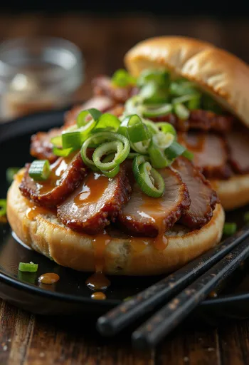 Sült kacsás és hoisin szószos bao bun tálalva
