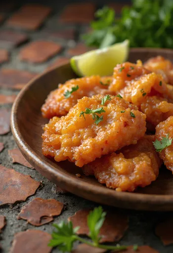 Chicharrón, ropogós sertéshús tálalva