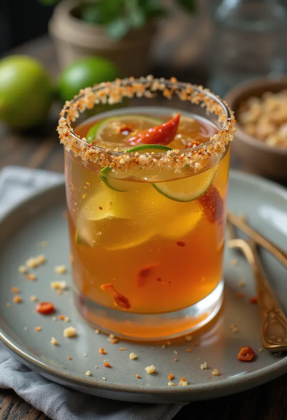 Csípős tequilás lime szósz tálalva