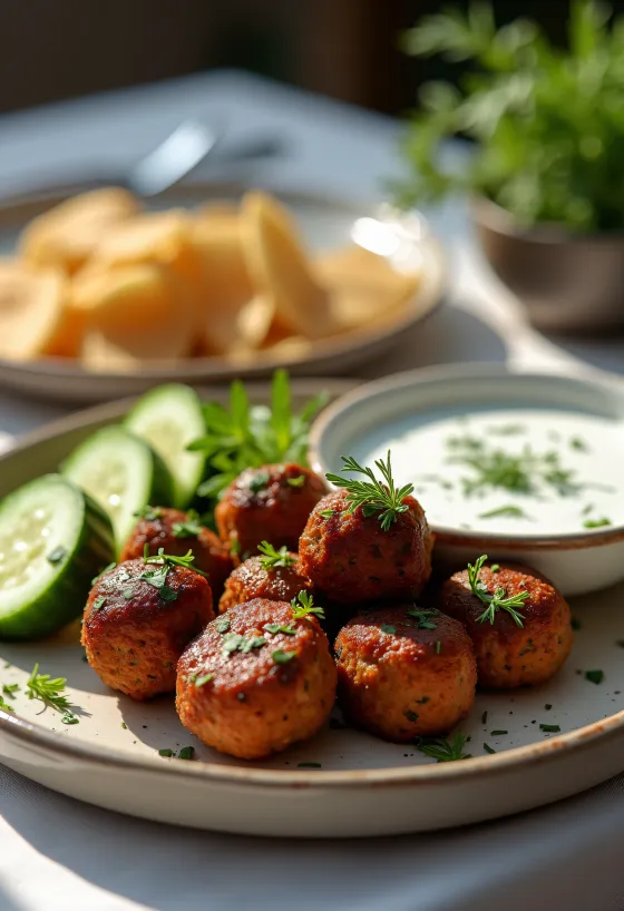 Keto húsgombóc tzatzikivel