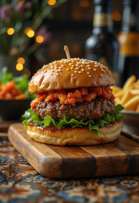 Koreai hamburger gochujang szósszal és kimchivel