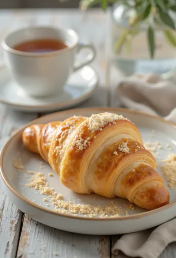 Mandulalisztes croissant tálalva