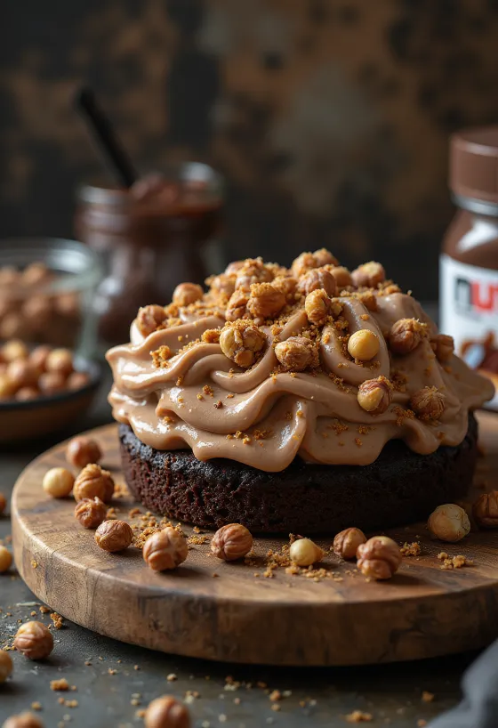 Nutellás mascarpone torta tejszínhabbal és csokoládéforgáccsal díszítve