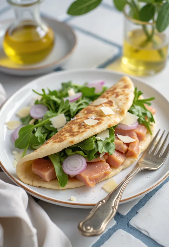Piadina olasz tonhalsalátával tálalva