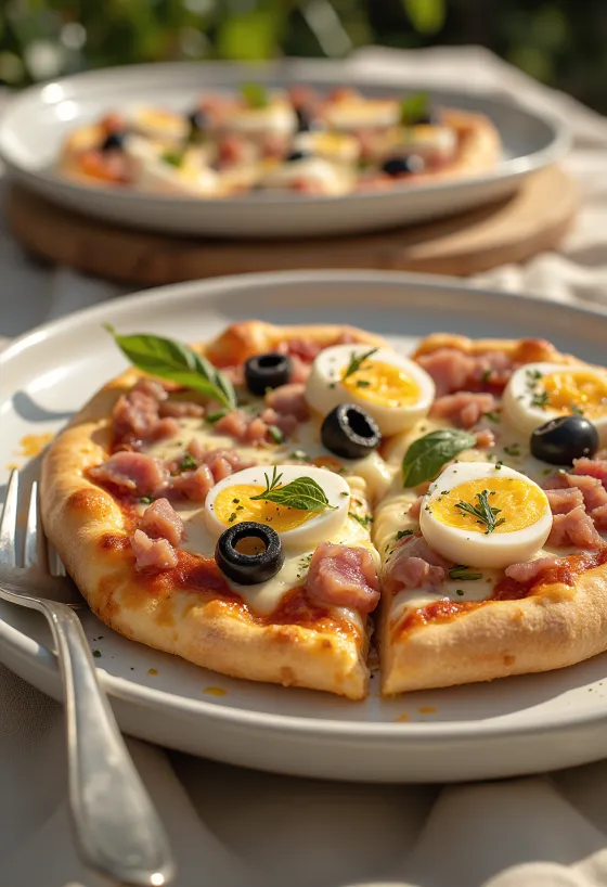 Pizza Tunisienne tálalva