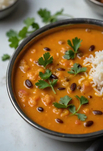 Friss rasam neem virággal, fűszeres paradicsomos leves, gazdag korianderrel
