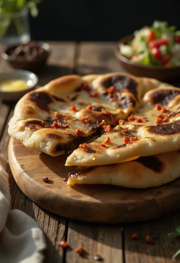Chilis csokis naan kenyér tálalva