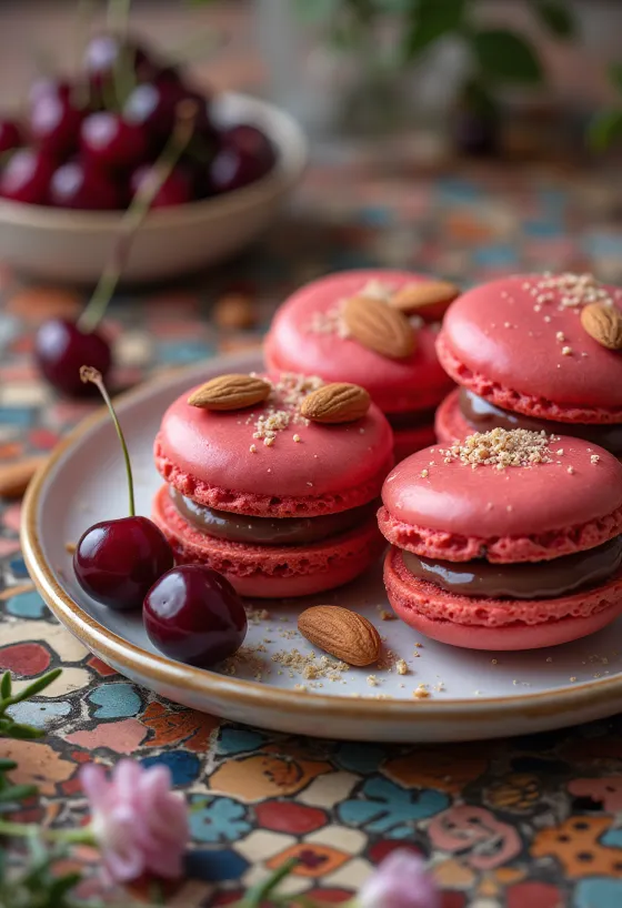 Cseresznyés-mandulás macaron