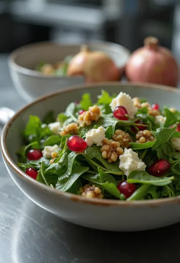 Gránátalmás rukkola saláta feta sajttal és dióval