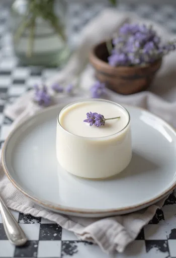 Levendulás panna cotta tálalva