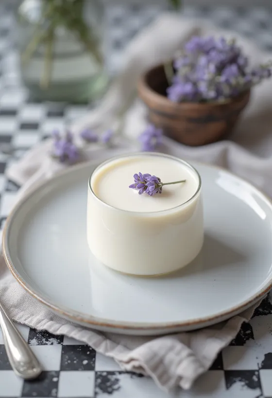 Levendulás panna cotta tálalva