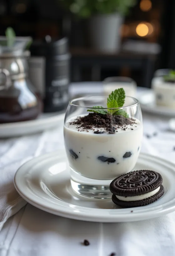 Oreo panna cotta pohárban