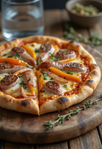 Pizza Viennese osztrák kolbásszal, paprikával és mozzarellával