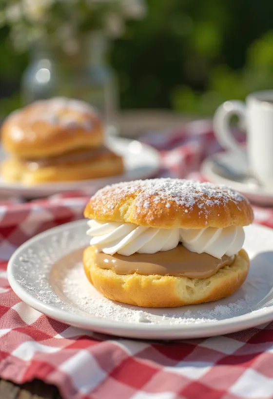 Gluténmentes Semla, mandulával tálalva