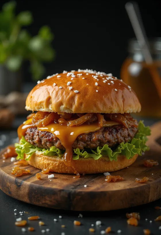 Sós-Karamellás Burger tálalva