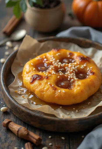 Tök Hotteok frissen tálalva fahéjas szezámmaggal