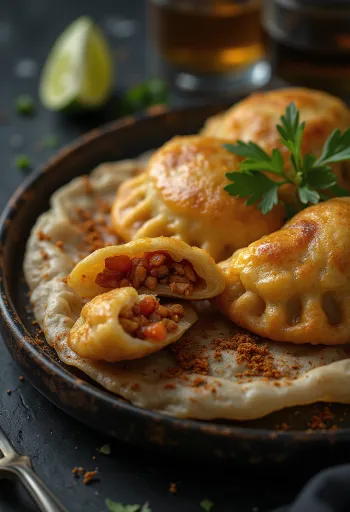 Etióp fűszeres dumpling tálalva
