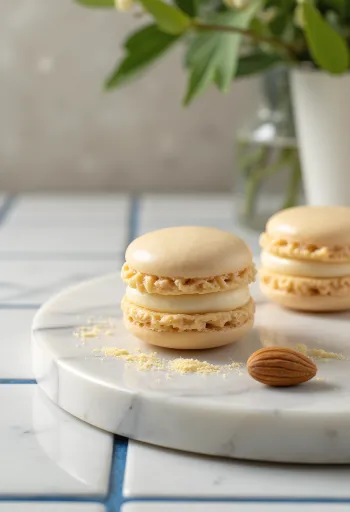 Mandulás macaron tálalva