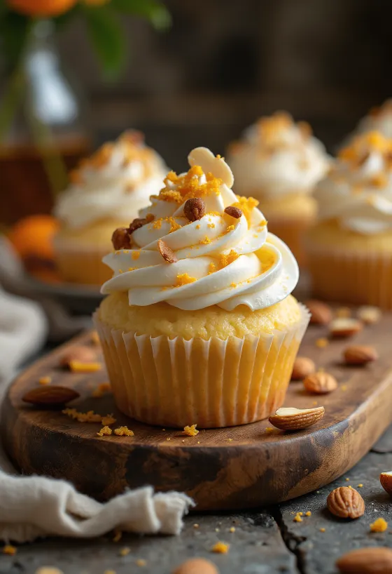 Frissen sült mandulás-narancsos cupcake